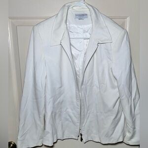 Vintage White Sag Harbor Women’s Stretch Zip Up‎ Blazer Jacket Petite L/XL